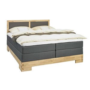 Linea Natura BOXSPRINGOVÁ POSTEL, 180/200 cm, dřevo, textil, hnědá, barvy dubu