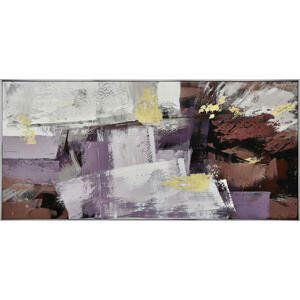 Monee OLEJOMALBA, abstraktní, 150/70 cm - fialová, bílá, barvy zlata, tmavě hnědá