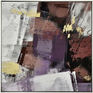 Monee OLEJOMALBA, abstraktní, 55/55 cm - fialová, bílá, barvy zlata, tmavě hnědá