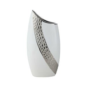 Ambia Home VÁZA, keramika, 29 cm - barvy stříbra, bílá