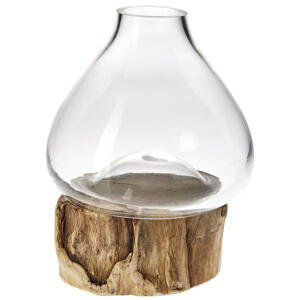 Leonardo VÁZA, dřevo, sklo, 21 cm - hnědá, průhledné