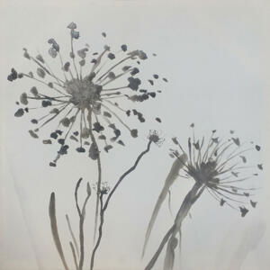 Monee UMĚLECKÝ TISK, květiny, 55/55 cm - bílá, olivově zelená