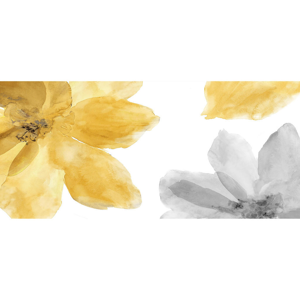 Monee UMĚLECKÝ TISK, květiny, 120/55 cm - žlutá, šedá, bílá