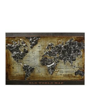 Monee OBRAZ NA KOVU, mapa světa, 70/120 cm