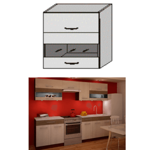 Kuchyňská skříňka JURA IA OGW1-80, rigoleto light/dark/sklo