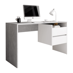 PC stůl TULIO, beton/bílý mat