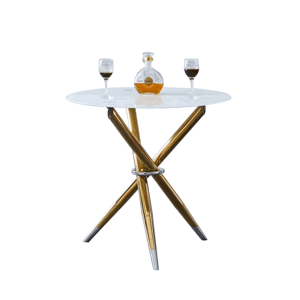 Jídelní stůl/kávový stolek, bílá / gold chrom zlatý, DONIO