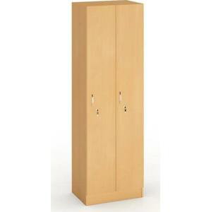 Dřevěná šatní skříňka, 2 oddíly, 1900x600x420 mm, buk