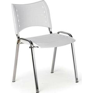 Plastová židle SMART, chromované nohy, bílá