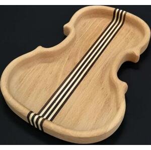 AMADEA Dřevěná miska ve tvaru houslí se strunami, masivní dřevo, 14x20x2 cm