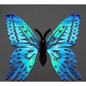 AMADEA Dřevěná dekorace motýl modrý 6 cm