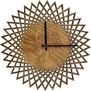 AMADEA Dřevěné hodiny nástěnné ve tvaru slunce tmavé, masivní dřevo, průměr 30 cm