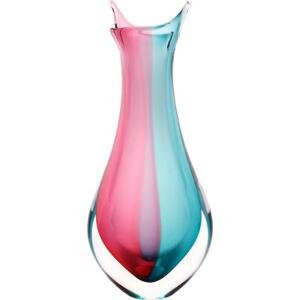 Skleněná váza hutní 09, růžová a tyrkysová, 26 cm | České hutní sklo od Artcristal Bohemia