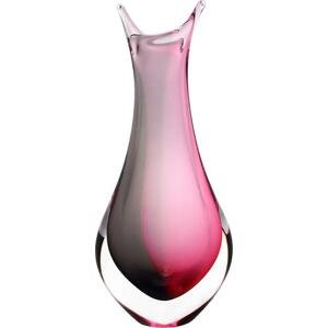 Skleněná váza hutní 09, růžová a kouřově černá, 31 cm | České hutní sklo od Artcristal Bohemia
