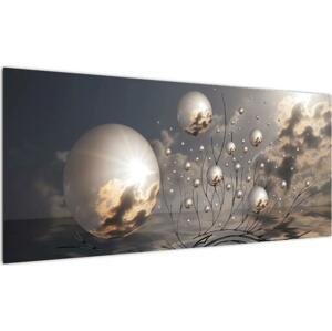 Abstraktní obraz - šedé koule (100x40cm)