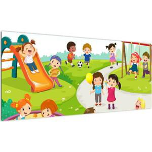 Dětský obraz - děti na hřišti (100x40cm)
