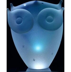 Skleněná lampa - sova, AQUA - modrá a tyrkysová, 18 cm | České sklo od Artcristal Bohemia