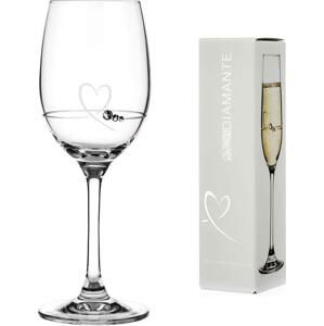 Diamante sklenice na bílé víno se Swarovski krystaly Petit Heart 240 ml 1KS