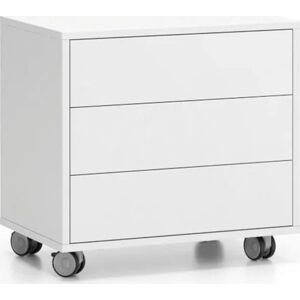 PLAN Pojízdná skříňka na kolečkách LAYERS, krátká, 3 zásuvky, 600 x 400 x 575 mm, bílá