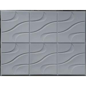 3D - PVC obkladový panel - Kachlička vlnka šedá