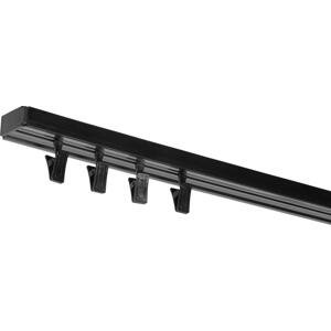 Dekodum Stropní kolejnice z PVC jednořadá černá Délka: 170 cm, Typ přichycení: žabky
