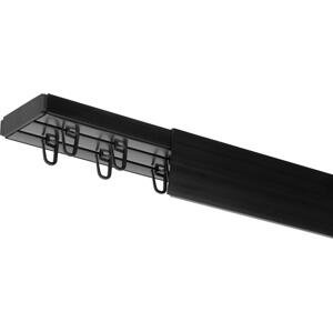 Dekodum Stropní kolejnice z PVC dvouřadá černé s krytem Délka: 370 cm, Typ přichycení: háčky