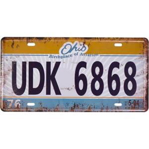 Kovová cedule registrační značka UDK6868