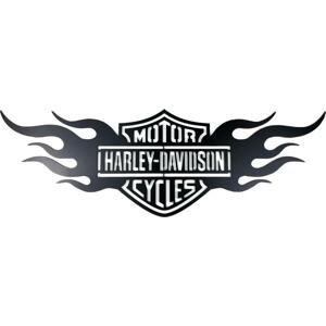 Živá Zeď Dřevěná nástěnná dekorace Harley Davidson oheň černý