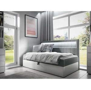 Kontinentální jednolůžková postel Junior Ribezo 2, Rozměr postele: 90x200, Barva:: ekokoža Soft 017 (biała) + Fresh 14