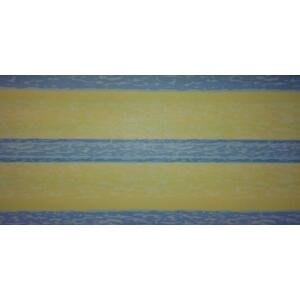 Modrožlutá papírová tapetová bordura s pruhy 1211802