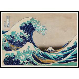 Plakát Katsushika Hokusai - Velká vlna u pobřeží Kanagawy A4 (21 x 29,7 cm)