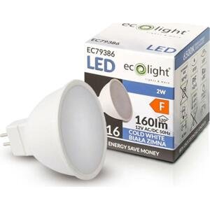 ECOLIGHT LED žárovka MR16 12V 2W studená bílá