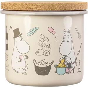 Dóza s víkem Moomins Bon Appétit 1,3l, smalt-korek / béžová