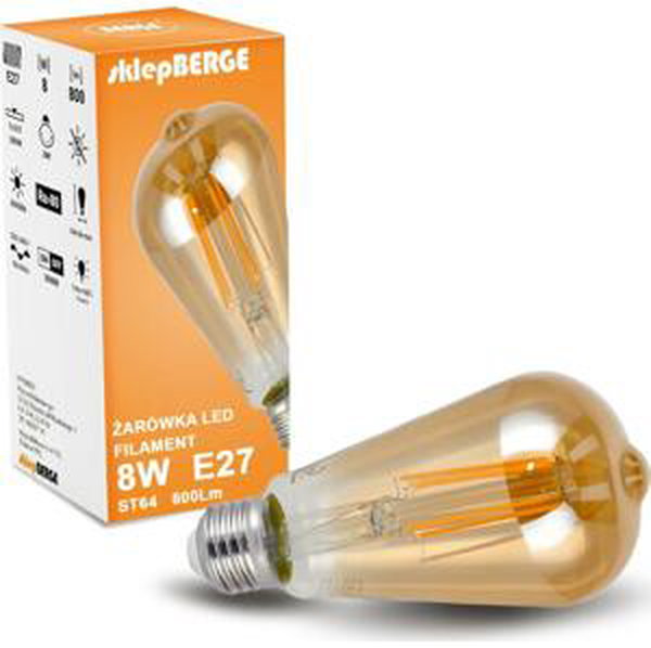 BERGE LED žárovka E27 8W ST64 teplá bílá