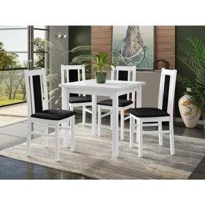 Jídelní stůl se 4 židlemi - AL27, Barva dřeva: bílá-L, Potah: Kronos 7