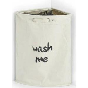 Zeller Present Textilní rohový koš na špinavé prádlo, uzavíratelný, 50l, krémový s nápisem WASH ME