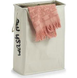 Zeller Present Textilní úzký koš na špinavé prádlo, uzavíratelný, 44l, krémový s nápisem WASH ME