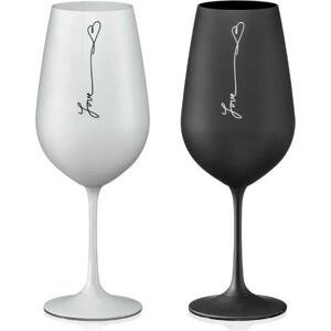 Crystalex sklenice na červené víno LOVE černo bílá 550 ml 2KS