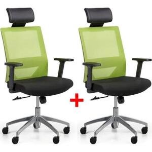Kancelářská židle se síťovaným opěrákem WOLF II 1+1 ZDARMA, zelená