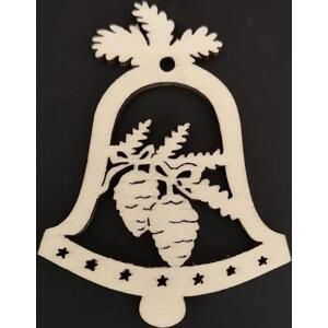 AMADEA Dřevěná ozdoba zvonek se šiškami 9 cm