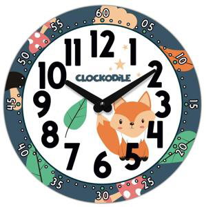 CLOCKODILE Barevné dětské nástěnné hodiny modré s liškou ⌀25cm CCT0031