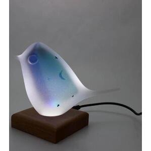 Skleněná lampa - ptáček, AQUA - modrá a tyrkysová, 12 cm | České sklo od Artcristal Bohemia