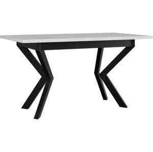Jídelní stůl Elarno 80 x 140/180 IV, Barva dřeva: bílá-L, Barvy nožiček: černý kov
