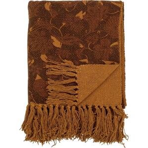 Bloomingville Přehoz z recyklované bavlny Ganja Brown 160x130 cm, hnědá barva, měděná barva, textil