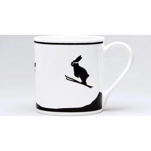 HAM Porcelánový hrnek Ski Jumping Rabbit 300 ml, černá barva, bílá barva, porcelán