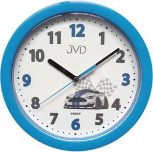 Dětské modré závodnické netikající tiché hodiny JVD HP612.D5 s tichým chodem