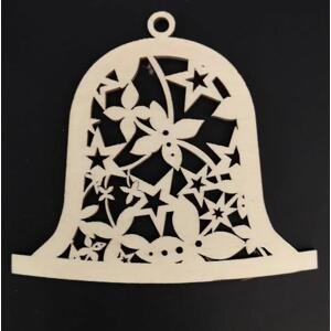 AMADEA Dřevěná ozdoba zvonek s ornamentem 9 cm