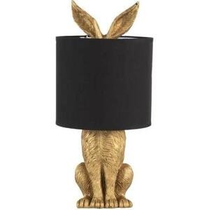 Designová zlatá lampa Mazaný zajíček s černým stínítkem 45 cm