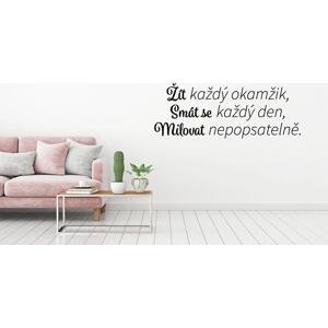 Lepy.cz Samolepka na zeď Žít, smát se, milovat Velikost (šířka x výška): 60x22cm, Barevná varianta: Tmavě šedivá