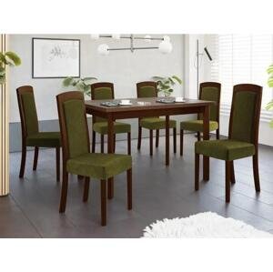 Rozkládací stůl se 6 židlemi - AL26, Barva dřeva: ořech-L, Potah: Zetta 297